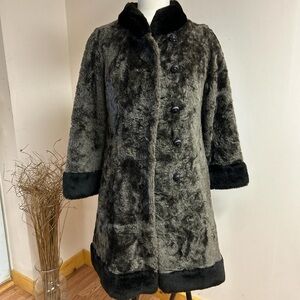 Vintage 60/70 Sears Fashions Faux Fur Coat Brown Black Teddy Bear Fluffy